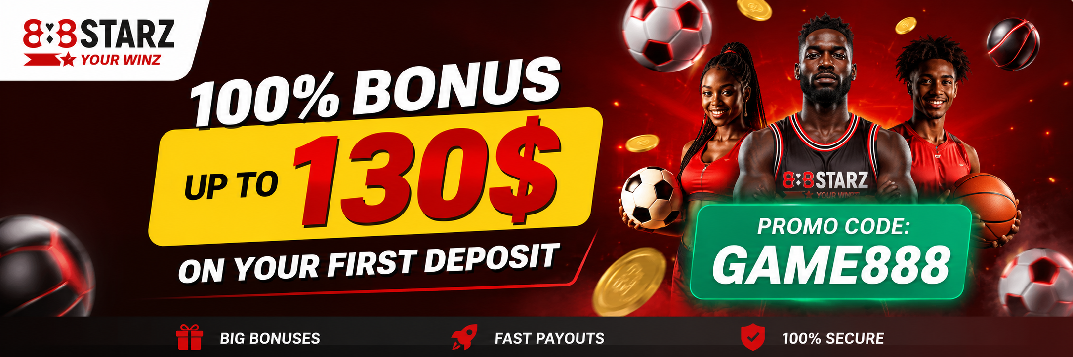 888Starz Promo Code - 100% Bonus up to $130